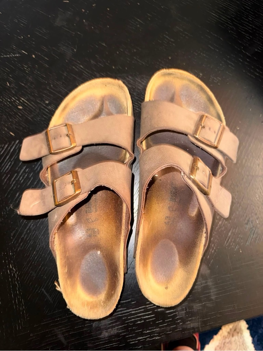 Birkenstock Men's Brown Double-Strap Buckle Sandals